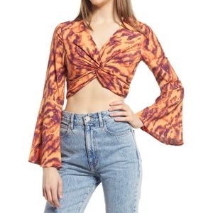 ASOS Topshop Co-ord Flame Tie Dye Knot Front Top